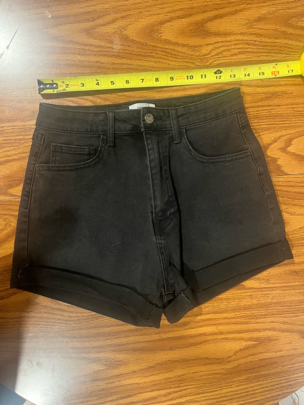 Forever 21 Black High-Rise Cuffed Denim Shorts